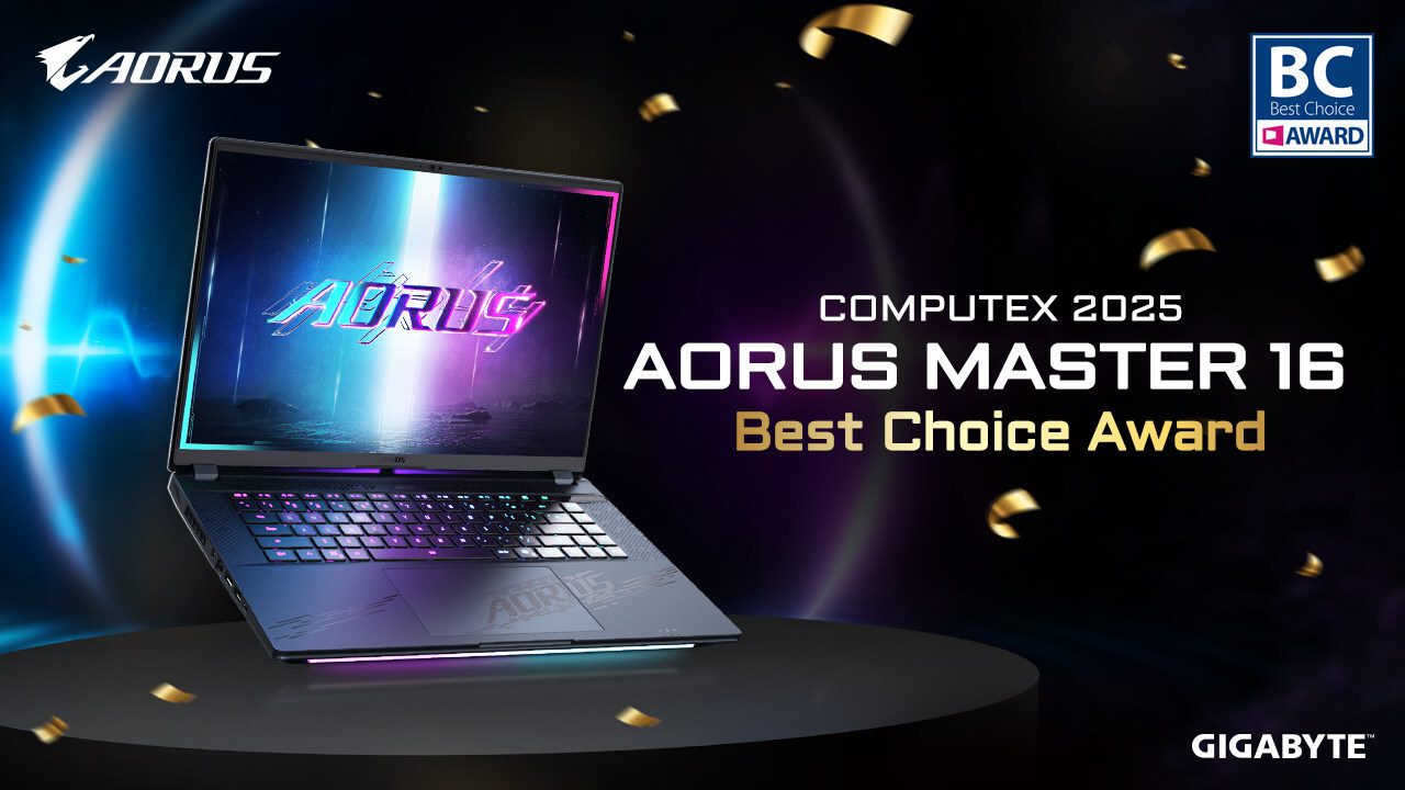 La computadora con IA AORUS MASTER 16 de GIGABYTE gana el COMPUTEX 2025 Best Choice Award por su innovación líder en el sector 