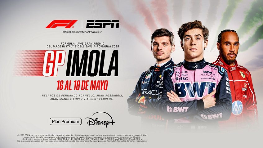 ESPN trae a DISNEY+ la F1 en Imola con el debut de Franco Colapinto en Alpine