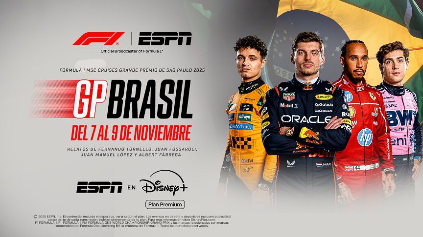 F1 GP de São Paulo 2025: Disney+ transmite la batalla por el título y el sprint