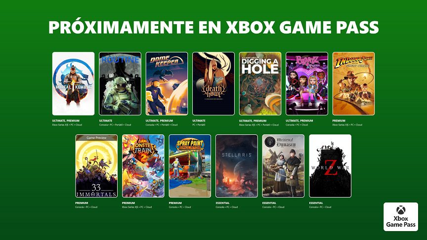 Xbox Game Pass diciembre 2025: Indiana Jones, Mortal Kombat 1 y más