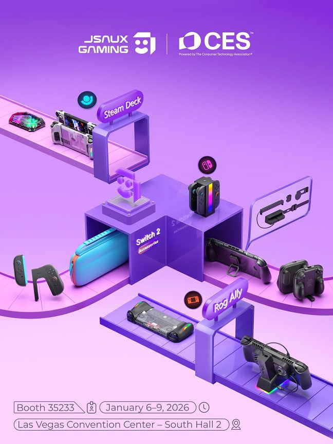 JSAUX adelanta el futuro del gaming portátil en CES 2026: nuevos accesorios para Nintendo Switch 2 y soluciones de carga todo en uno