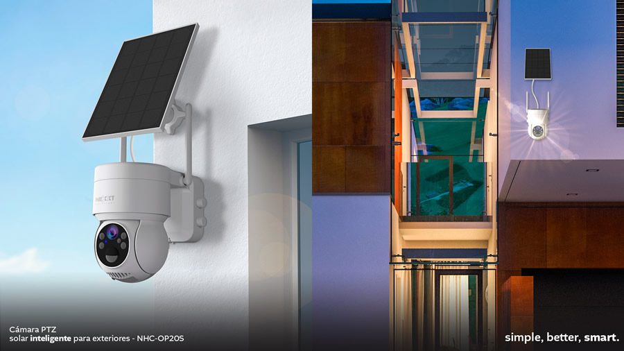 Cámara PTZ de Nexxt Home en Colombia: integra panel solar para exteriores