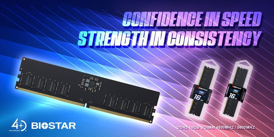 BIOSTAR presenta la memoria DDR5 de 16 GB UDIMM de 4800 Mhz/5600 Mhz