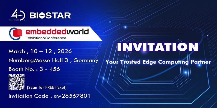BIOSTAR presentará sus últimas innovaciones en Edge AI y computación industrial en Embedded World 2026