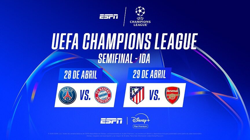 El calendario de transmisión de las semifinales de la UEFA Champions League en Disney+ e ESPN