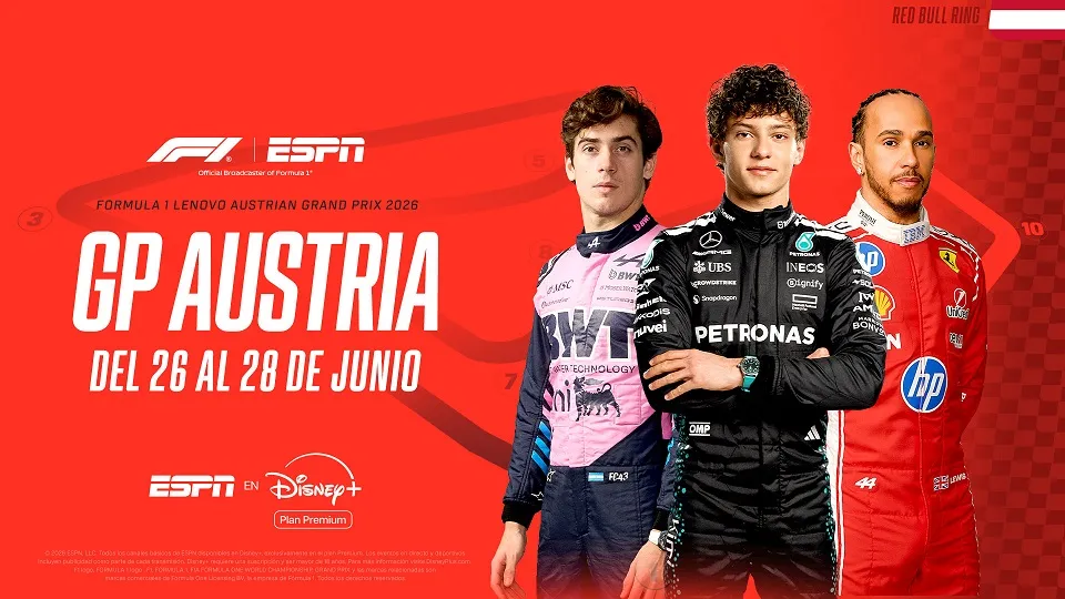 GP de Austria de F1 2026: horarios y cómo ver el Gran Premio en Disney+