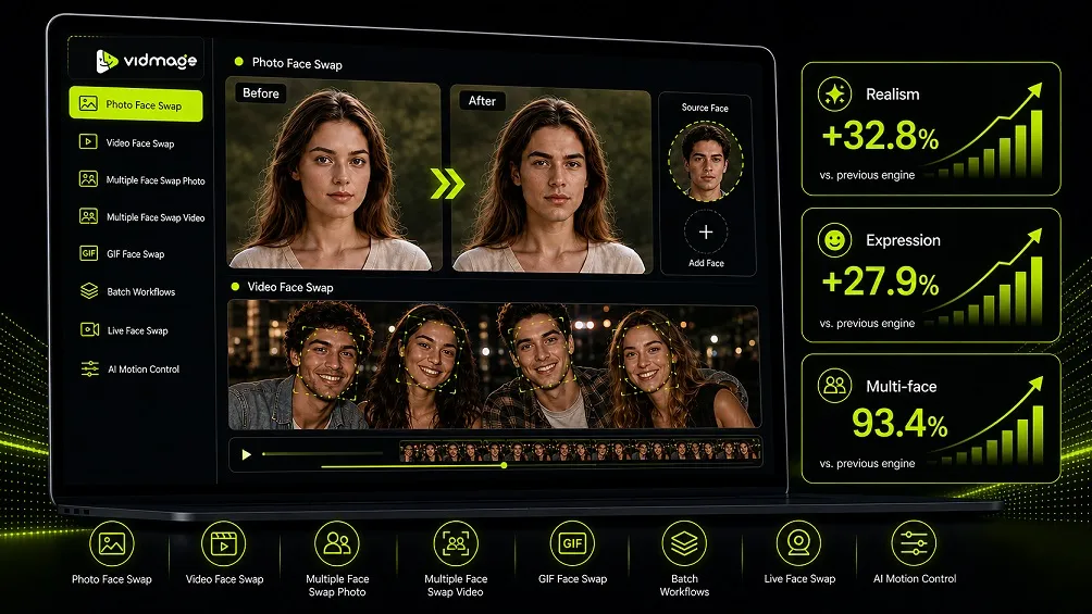El nuevo motor de VidMage optimiza el realismo y la estabilidad en el intercambio de rostros en video