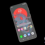 Samsung Galaxy A57 5G sobre un fondo negro